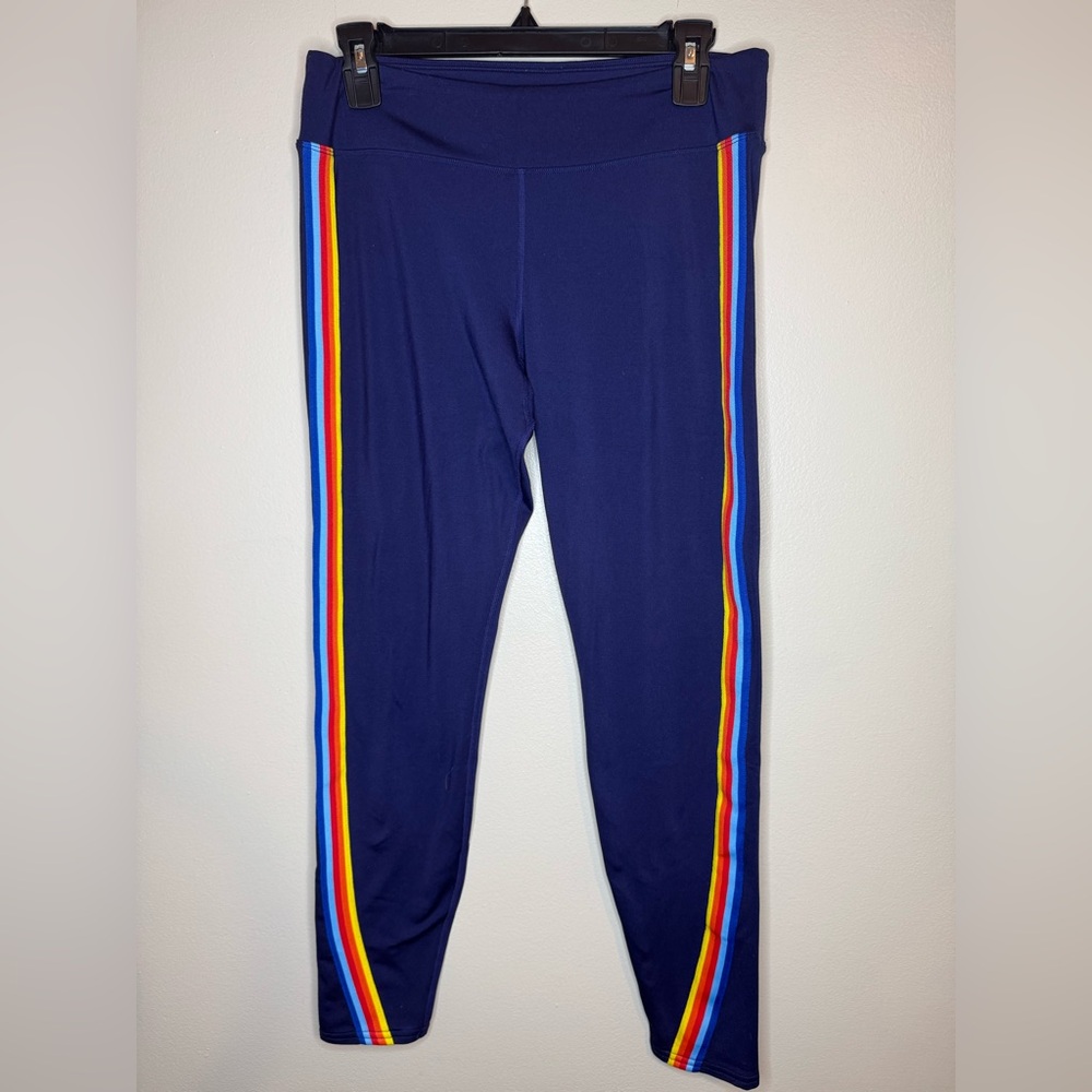 Hot Chillys Rainbow Stripe Leggings Navy Active‎ Womens M